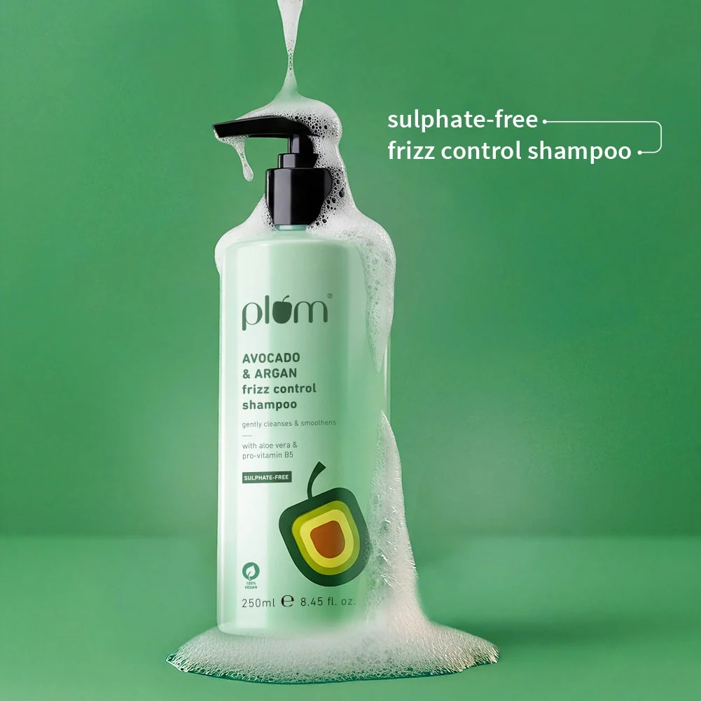 Plum Avocado & Argan Frizz Control Shampoo, 250 ml, official product photograph