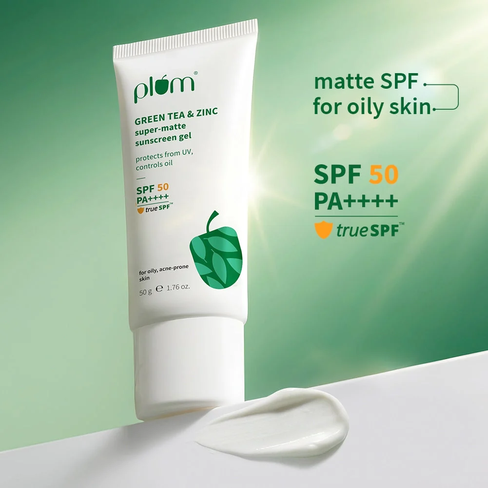 Plum Green Tea & Zinc SPF 50 Gel, 50 g, official product photograph