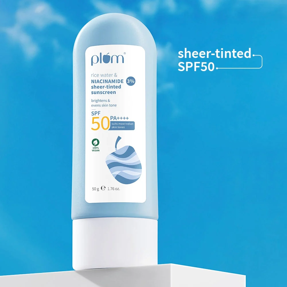 Plum 3% Niacinamide Sheer-Tinted SPF 50, 50 g, official product photograph